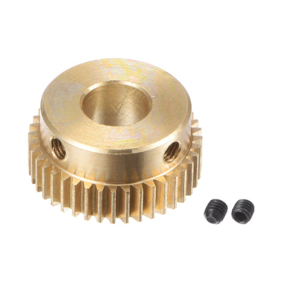 Harfington Uxcell 0.5 Mod 40T 8mm Bore 21mm Outer Dia Brass Motor Rack Pinion Gear with Screws