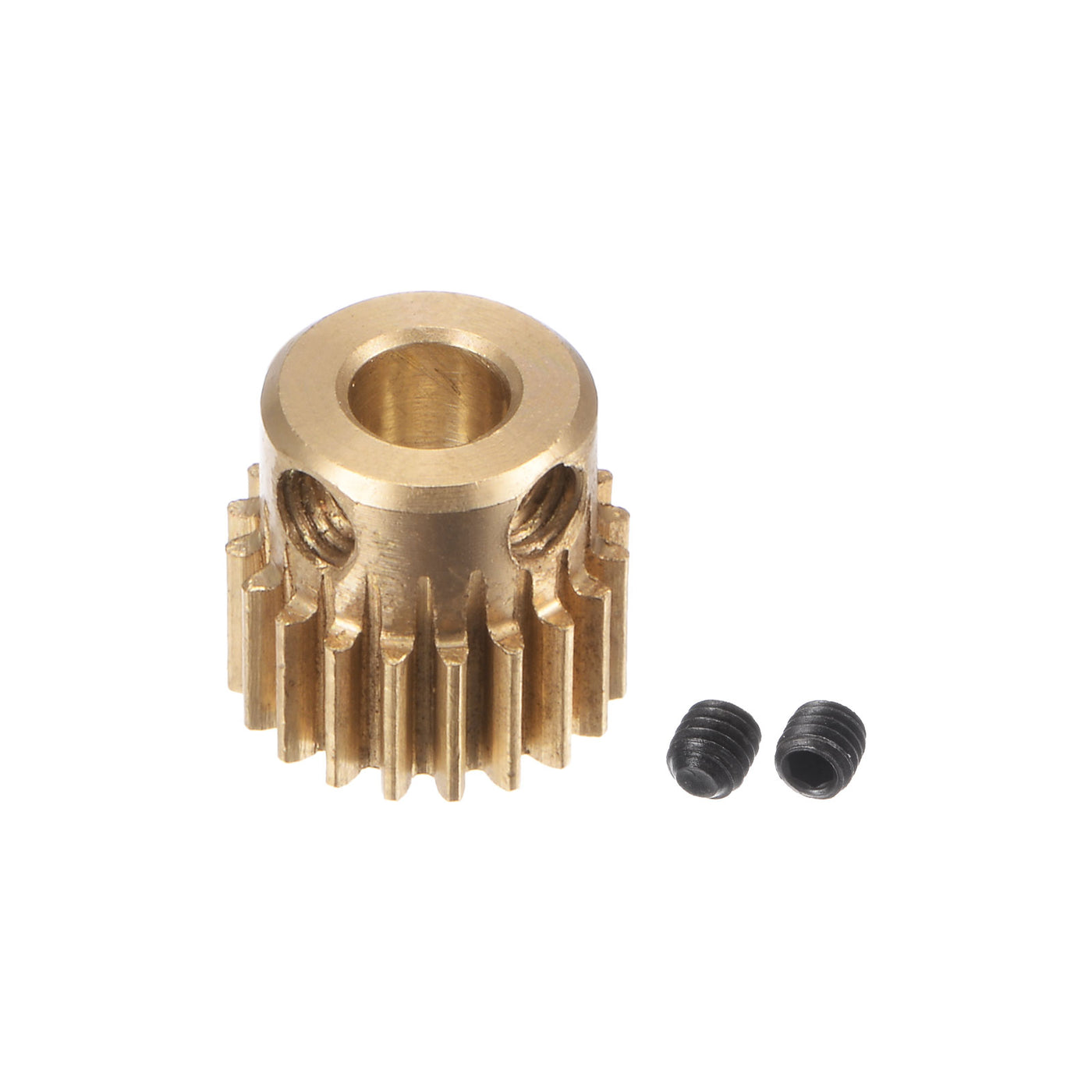 uxcell Uxcell 0.5 Mod 20T 4mm Bore 11mm Outer Dia Brass Motor Rack Pinion Gear with Screws