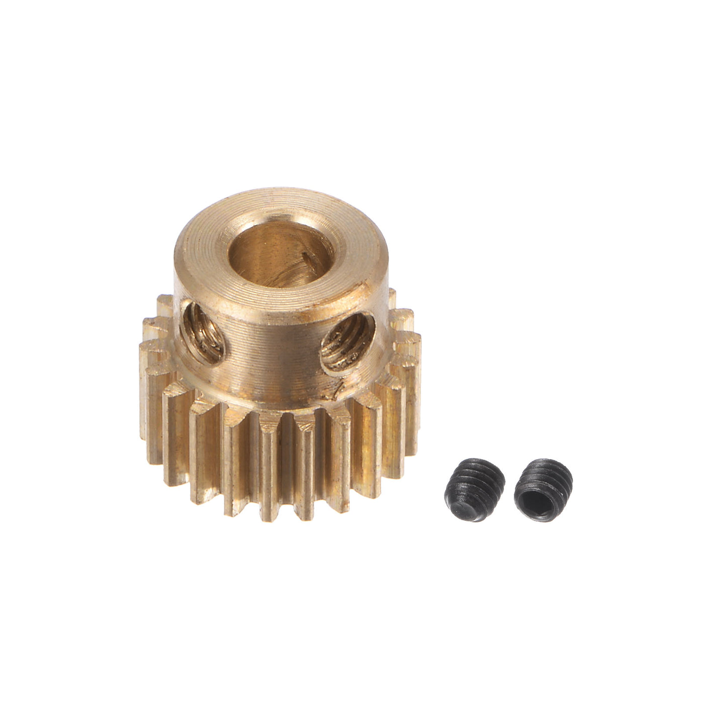 uxcell Uxcell 0.5 Mod 22T 4mm Bore 12mm Outer Dia Brass Motor Rack Pinion Gear with Screws