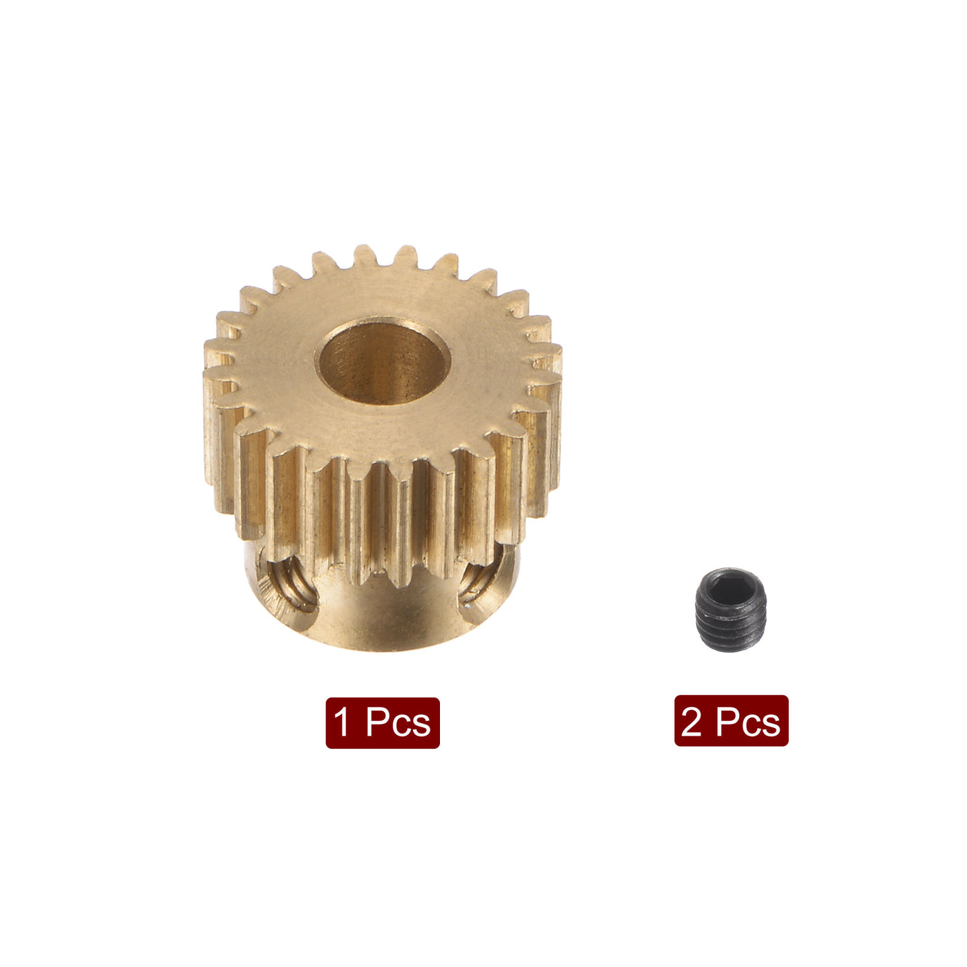 uxcell Uxcell 0.5 Mod 24T 4mm Bore 13mm Outer Dia Brass Motor Rack Pinion Gear with Screws