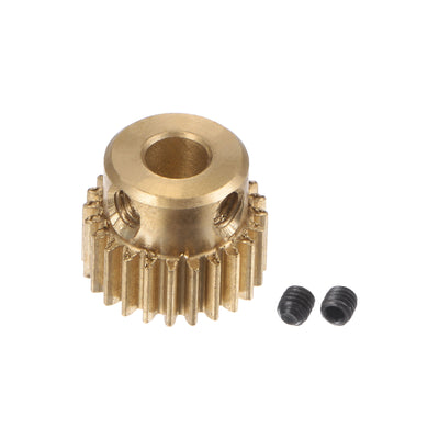 Harfington Uxcell 0.5 Mod 24T 4mm Bore 13mm Outer Dia Brass Motor Rack Pinion Gear with Screws