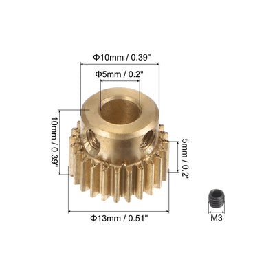 Harfington Uxcell 0.5 Mod 24T 5mm Bore 13mm Outer Dia Brass Motor Rack Pinion Gear with Screws