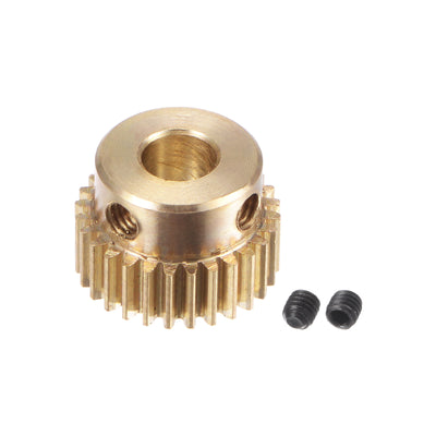 Harfington Uxcell 0.5 Mod 28T 5mm Bore 15mm Outer Dia Brass Motor Rack Pinion Gear with Screws