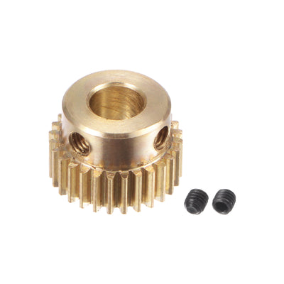 Harfington Uxcell 0.5 Mod 28T 6mm Bore 15mm Outer Dia Brass Motor Rack Pinion Gear with Screws