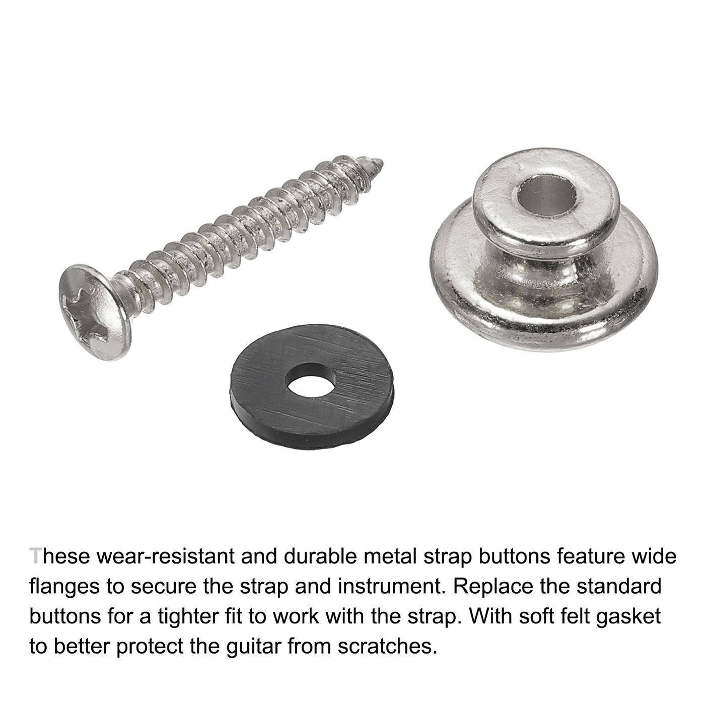 Harfington Guitar Strap Button Buckle Lock Metal Small End Pins Sets with Rubber Washer for Guitar Bass