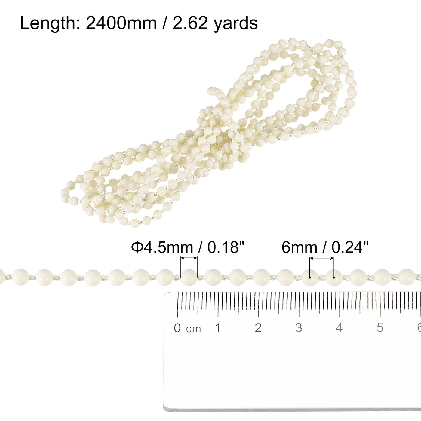 uxcell Uxcell 2.62 Yards Blinds Beaded Chain Roller Shade Cord for Window Repair Parts, Beige