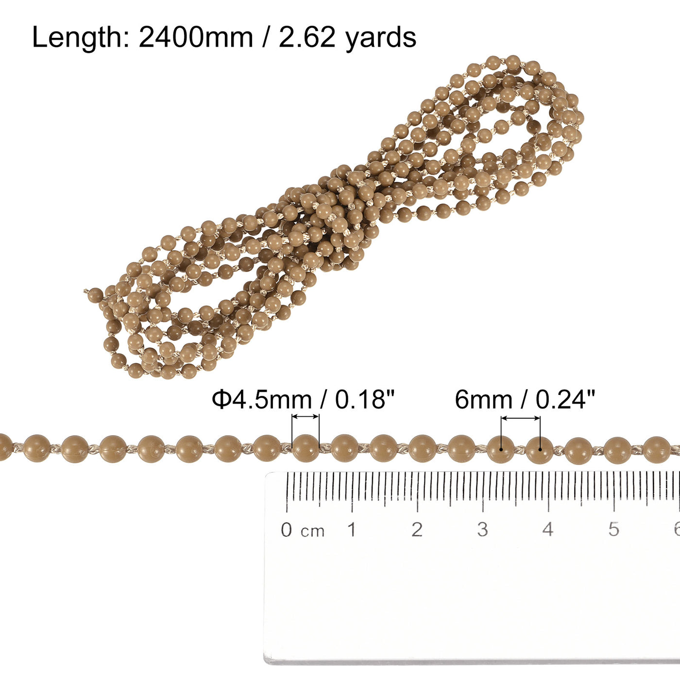 uxcell Uxcell 2.62 Yards Blinds Beaded Chain Roller Shade Cord for Window Repair Parts, Brown