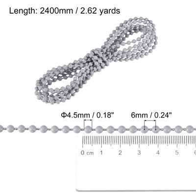 Harfington Uxcell 2.62 Yards Blinds Beaded Chain Roller Shade Cord for Window Repair Parts, Grey