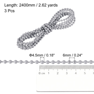 Harfington Uxcell 2.62 Yards Blinds Beaded Chain 3Pcs Roller Shade for Window Repair Parts, Grey