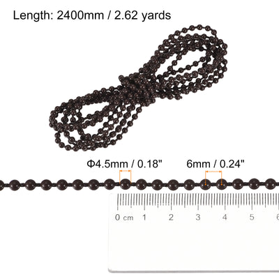 Harfington Uxcell 2.62 Yards Blinds Beaded Chain Roller Shade Cord for Window Repair Parts, Coffee