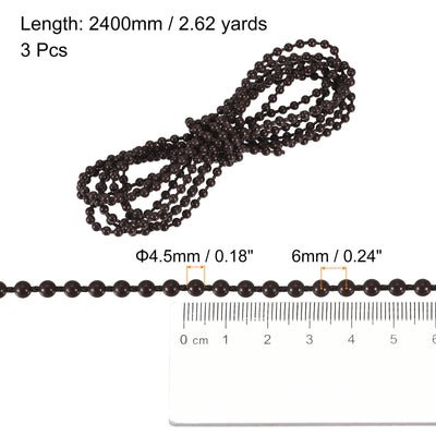 Harfington Uxcell 2.62 Yards Blinds Beaded Chain 3Pcs Roller Shade for Window Repair Parts, Coffee