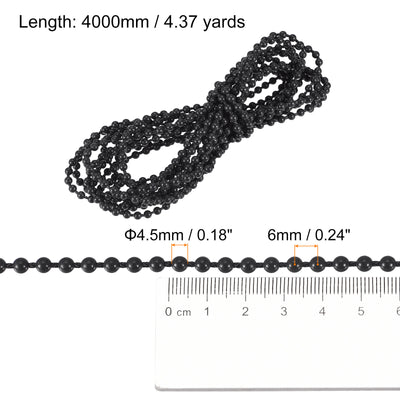 Harfington Uxcell 4.37 Yards Blinds Beaded Chain Roller Shade Cord for Window Repair Parts, Black