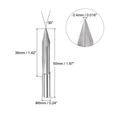 Harfington Uxcell 0.4mm Tip 30 Degree 50mm Length Carbide Tapered Wood Engraving CNC Router Bit