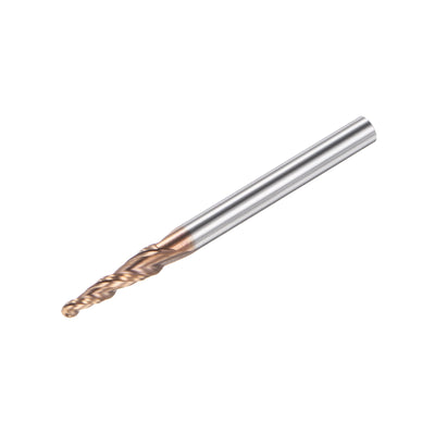 Harfington Uxcell 2mm x 4mm 6.6 Degree Angle TiSiN Coated Carbide Tapered Ball Nose End Mill