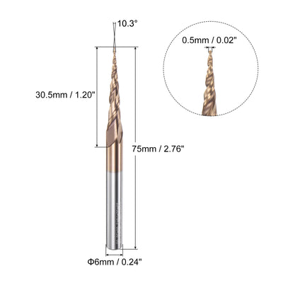 Harfington Uxcell 0.5mm x 6mm 10.3 Degree Angle TiSiN Coated Carbide Tapered Ball Nose End Mill
