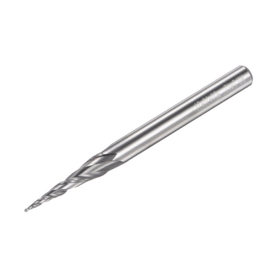 Harfington Uxcell 1mm x 6mm 12 Degree Angle Uncoated Carbide 2 Flute Tapered Ball Nose End Mill