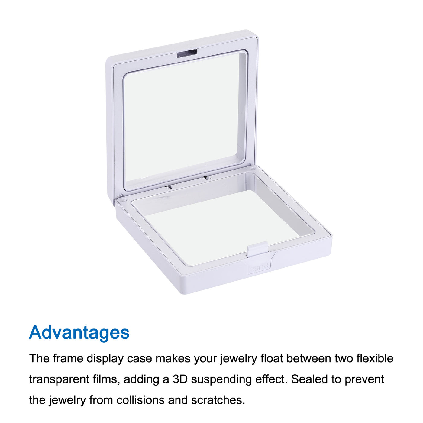 Harfington Floating Thin Film Display Box, ABS Frame Case 5cmx5cmx2cm White Pack of 6