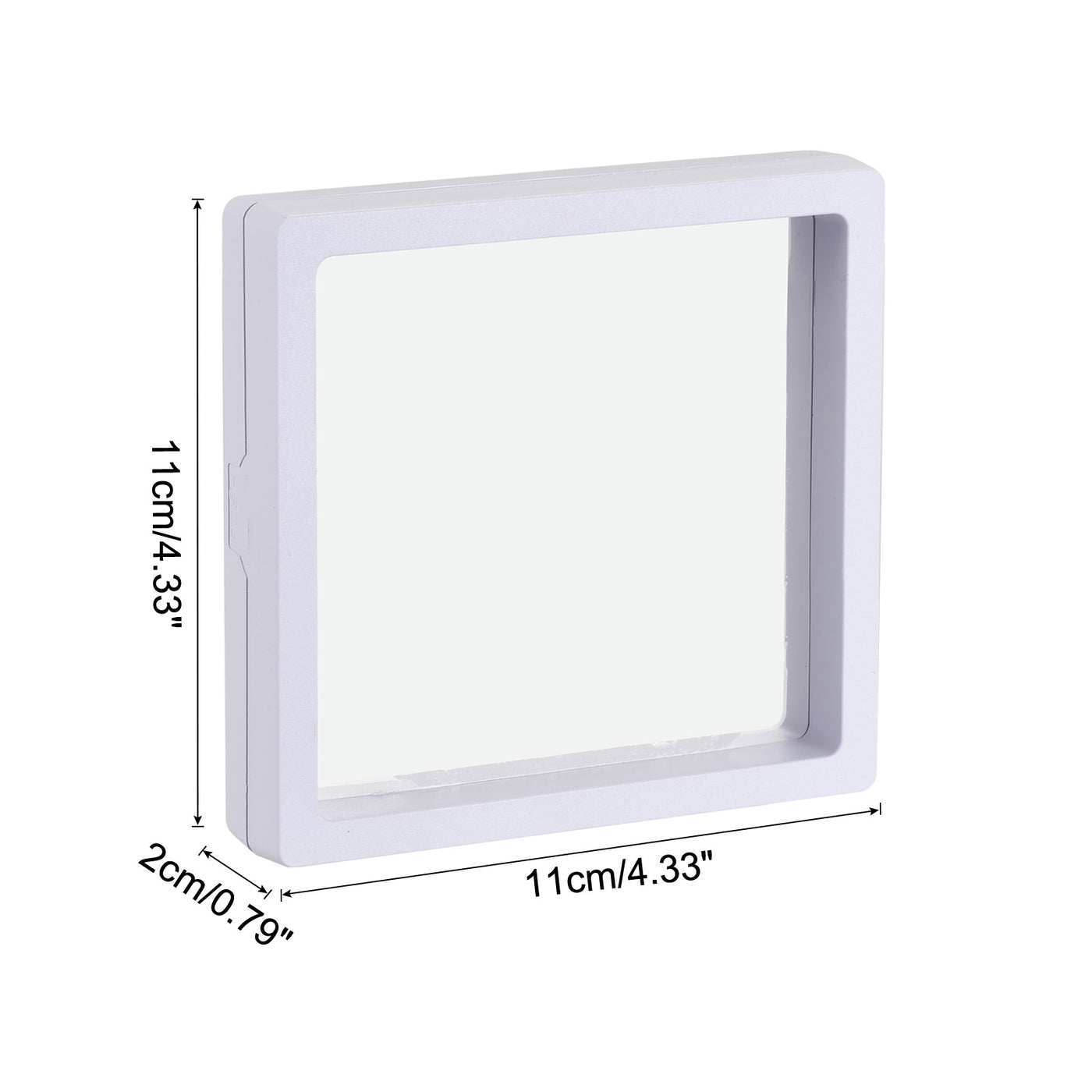 Harfington Floating Thin Film Display Box, ABS Frame Case 11cm x 11cm x 2cm White Pack of 6