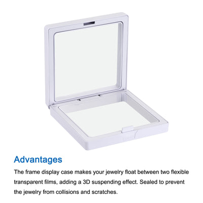 Harfington Floating Thin Film Display Box, ABS Frame Case 11cm x 11cm x 2cm White Pack of 6