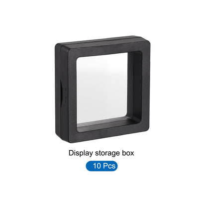 Harfington Floating Thin Film Display Box, ABS Frame Case 5cm x 5cm x 2cm Black Pack of 10