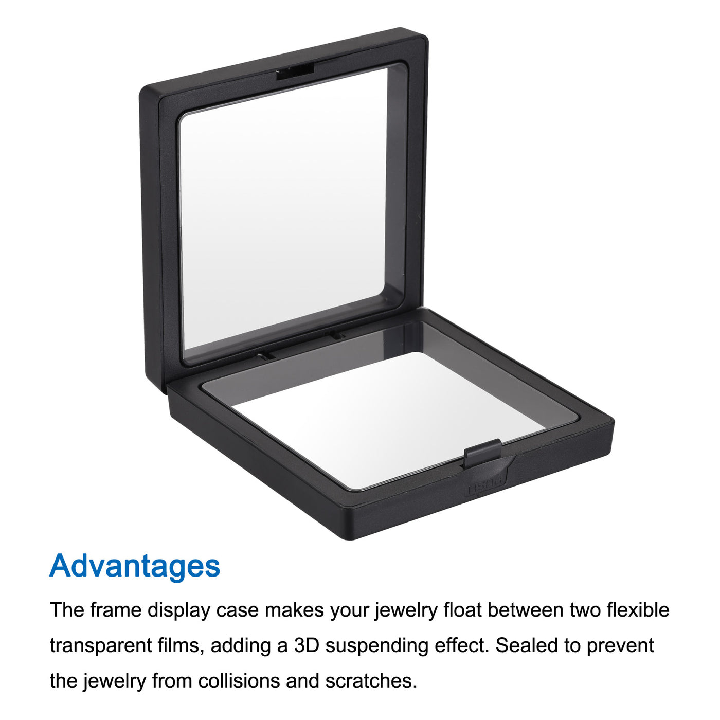 Harfington Floating Thin Film Display Box, ABS Frame Case 9cm x 9cm x 2cm Black Pack of 6
