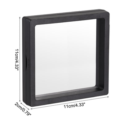 Harfington Floating Thin Film Display Box, ABS Frame Case 11cmx11cmx2cm Black Pack of 10