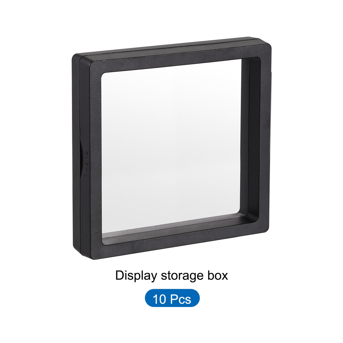 Harfington Floating Thin Film Display Box, ABS Frame Case 11cmx11cmx2cm Black Pack of 10