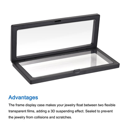 Harfington Floating Thin Film Display Box, ABS Frame Case 23cm x 7cm x 2cm Black Pack of 2