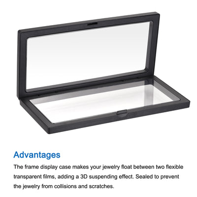 Harfington Floating Thin Film Display Box, ABS Frame Case 23cm x 9cm x 2cm Black Pack of 2
