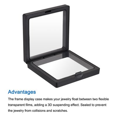 Harfington Floating Thin Film Display Box ABS Frame Case 5cmx5cmx2cm Black White Pack of 10