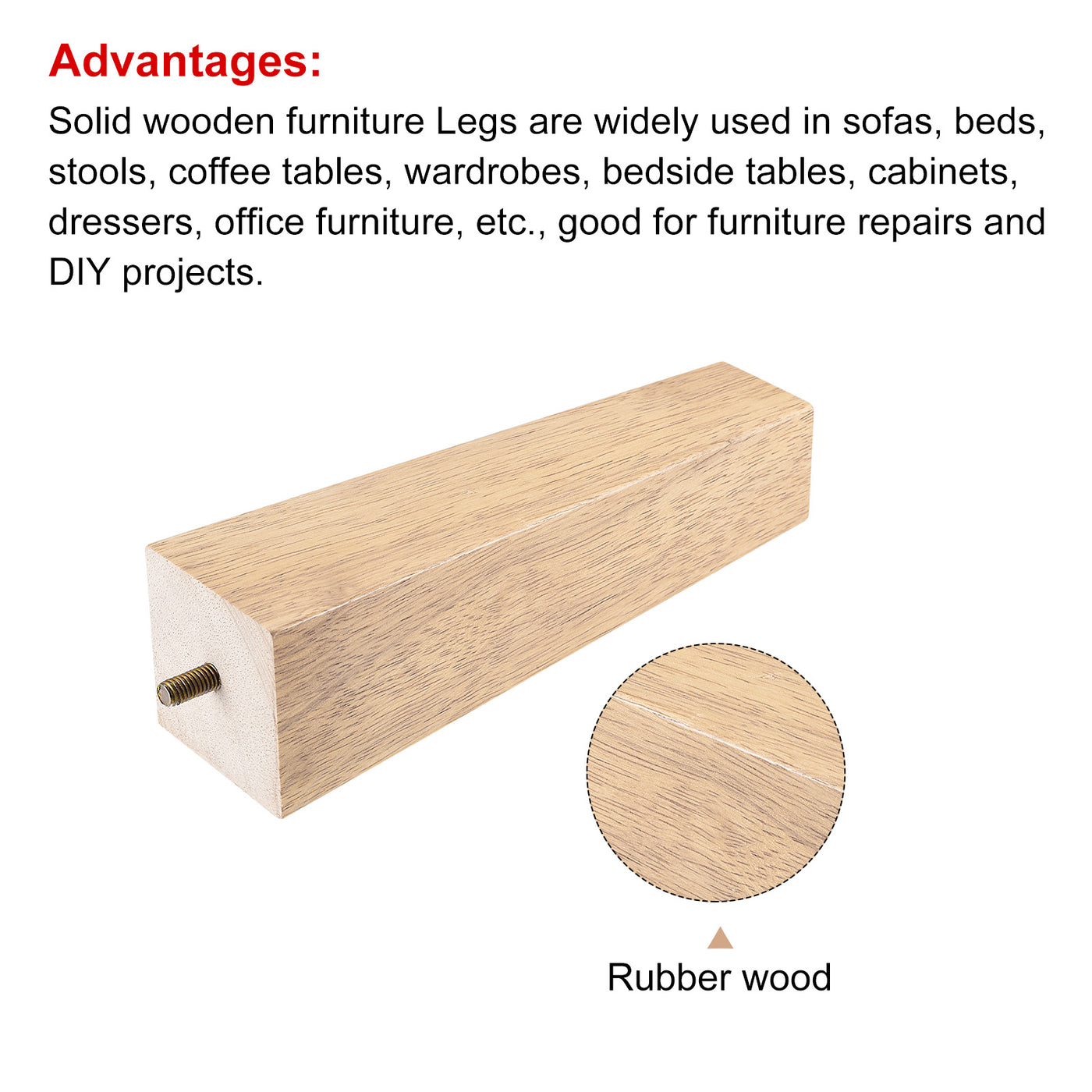 uxcell Uxcell Furniture Legs, Square Wood Couch Legs, with Accessories