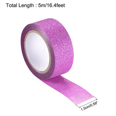 Harfington Glitter Tape, Decorative Craft Tape Pink Purple 1.5cm x 5 M