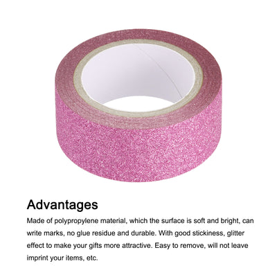 Harfington Glitter Tape, Decorative Craft Tape Pink Purple 1.5cm x 5 M Pack of 3