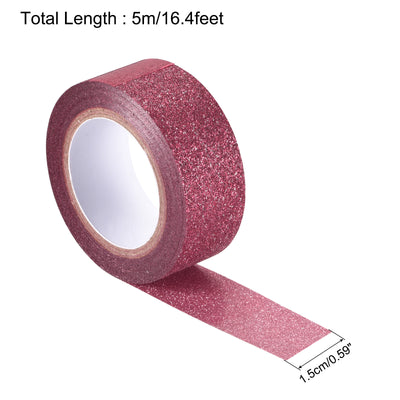 Harfington Glitter Tape, Decorative Craft Tape Red 1.5cm x 5 M
