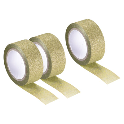 Harfington Glitter Tape, Decorative Craft Tape Gold Tone 1.5cm x 5 M Pack of 3