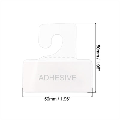 Harfington Clear Self Adhesive Hang Tab Hook, 50x50mm Plastic Display Folding Tabs for Retail Store Display, Pack of 100
