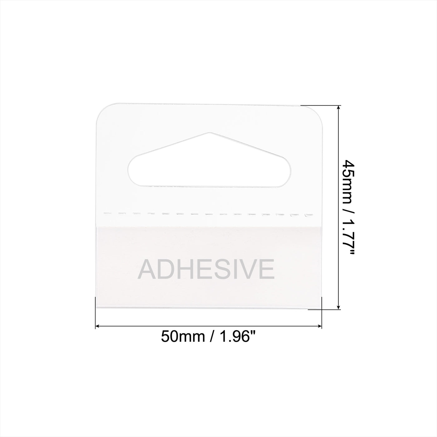 Harfington Clear Self Adhesive Hang Tab Hook, 50x45mm Plastic Display Folding Tabs for Retail Store Display, Pack of 100