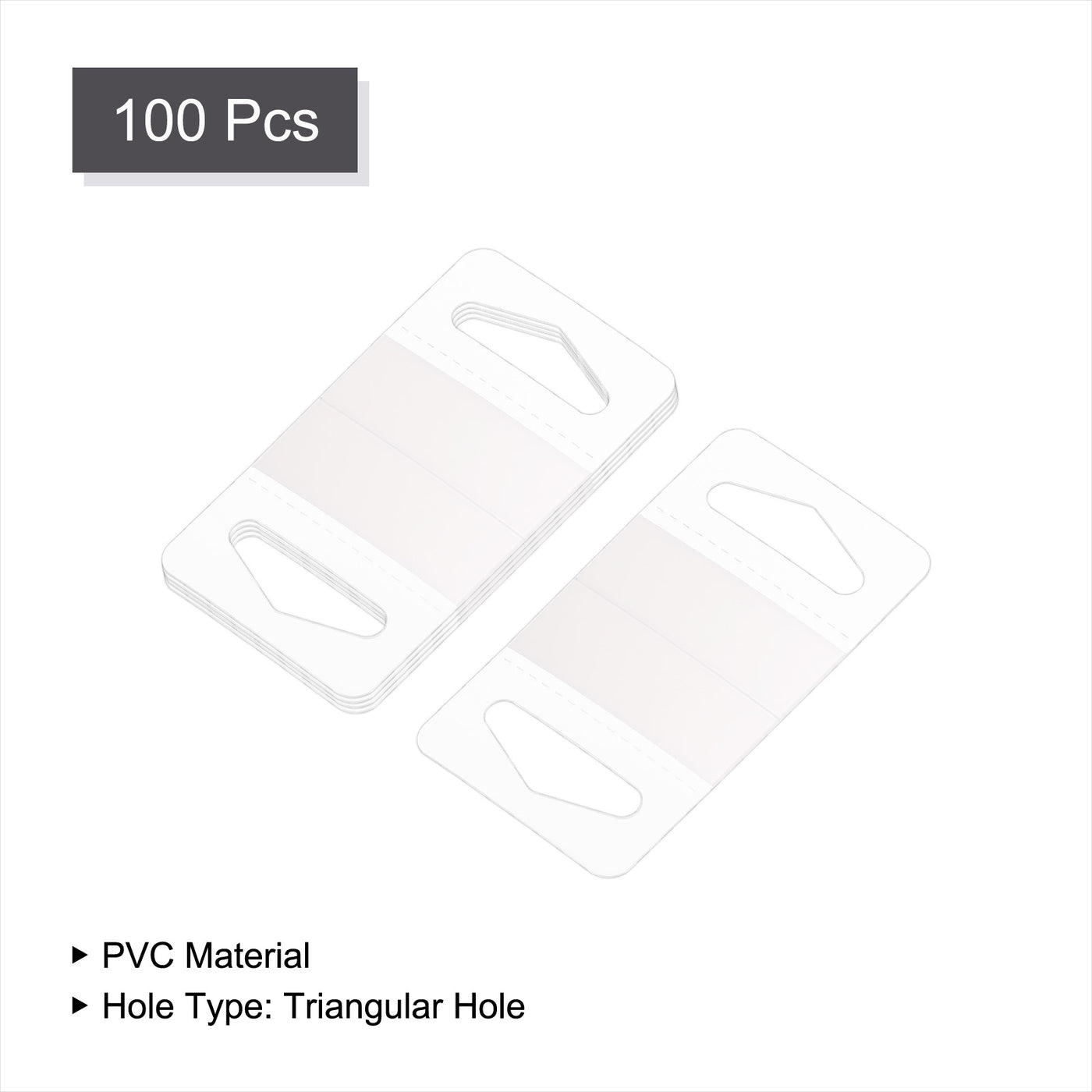 Harfington Clear Self Adhesive Hang Tab Hook, 50x45mm Plastic Display Folding Tabs for Retail Store Display, Pack of 100