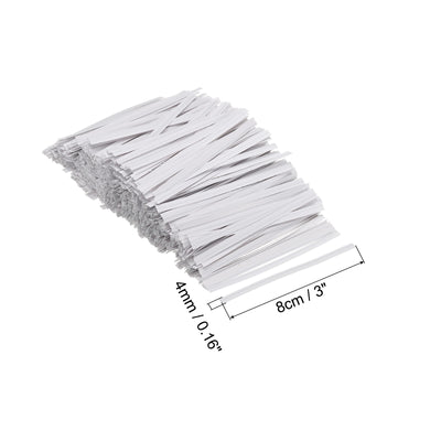 Harfington Twist Ties 3" Paper Closure Tie for Party Bags, Candy, Crafts White 500pcs