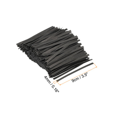 Harfington Twist Ties 3.5" Paper Closure Tie for Party Bags, Candy, Crafts Black 500pcs