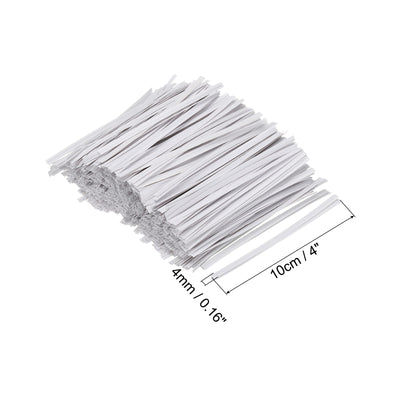 Harfington Twist Ties 4" Paper Closure Tie for Party Bags, Candy, Crafts White 500pcs