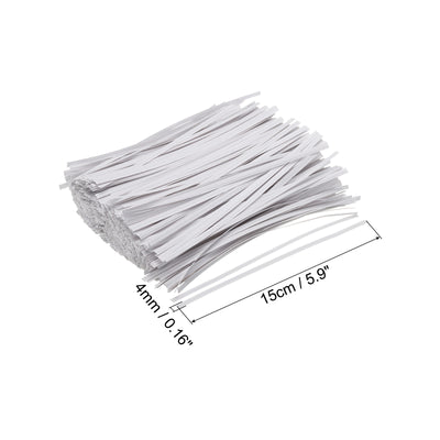 Harfington Twist Ties 5.9" Paper Closure Tie for Party Bags, Candy, Crafts White 500pcs