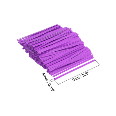 Harfington Twist Ties 3.5" Paper Closure Tie for Party Bags, Candy, Crafts Purple 500pcs