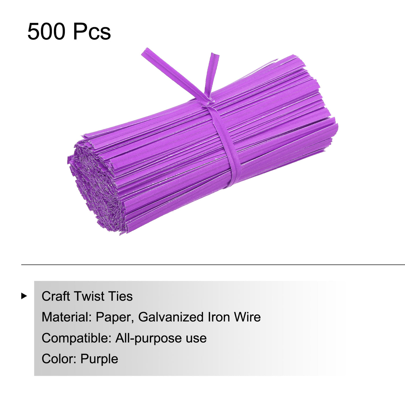 Harfington Twist Ties 3.5" Paper Closure Tie for Party Bags, Candy, Crafts Purple 500pcs
