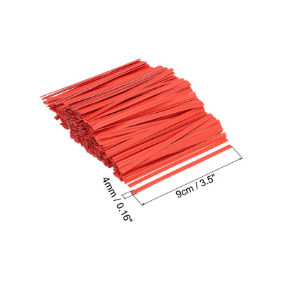 Harfington Twist Ties 3.5" Paper Closure Tie for Party Bags, Candy, Crafts Red 500pcs