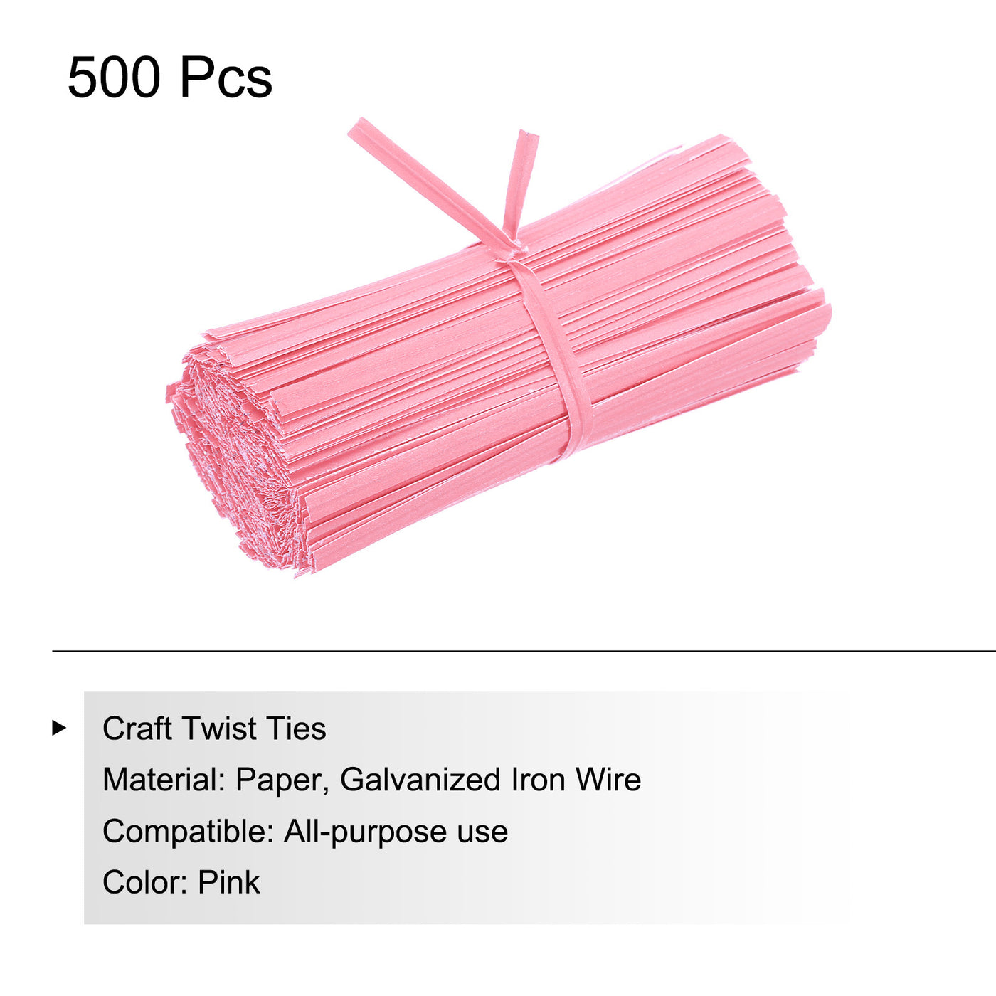 Harfington Twist Ties 3.5" Paper Closure Tie for Party Bags, Candy, Crafts Pink 500pcs