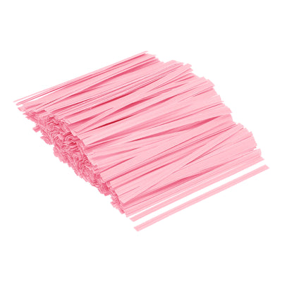 Harfington Twist Ties 3.5" Paper Closure Tie for Party Bags, Candy, Crafts Pink 500pcs