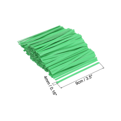 Harfington Twist Ties 3.5" Paper Closure Tie for Party Bags, Candy, Crafts Green 500pcs