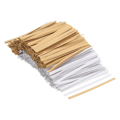 Harfington Twist Ties 3" Paper Closure Tie for Party Bags, Candy, Brown White Each 500pcs