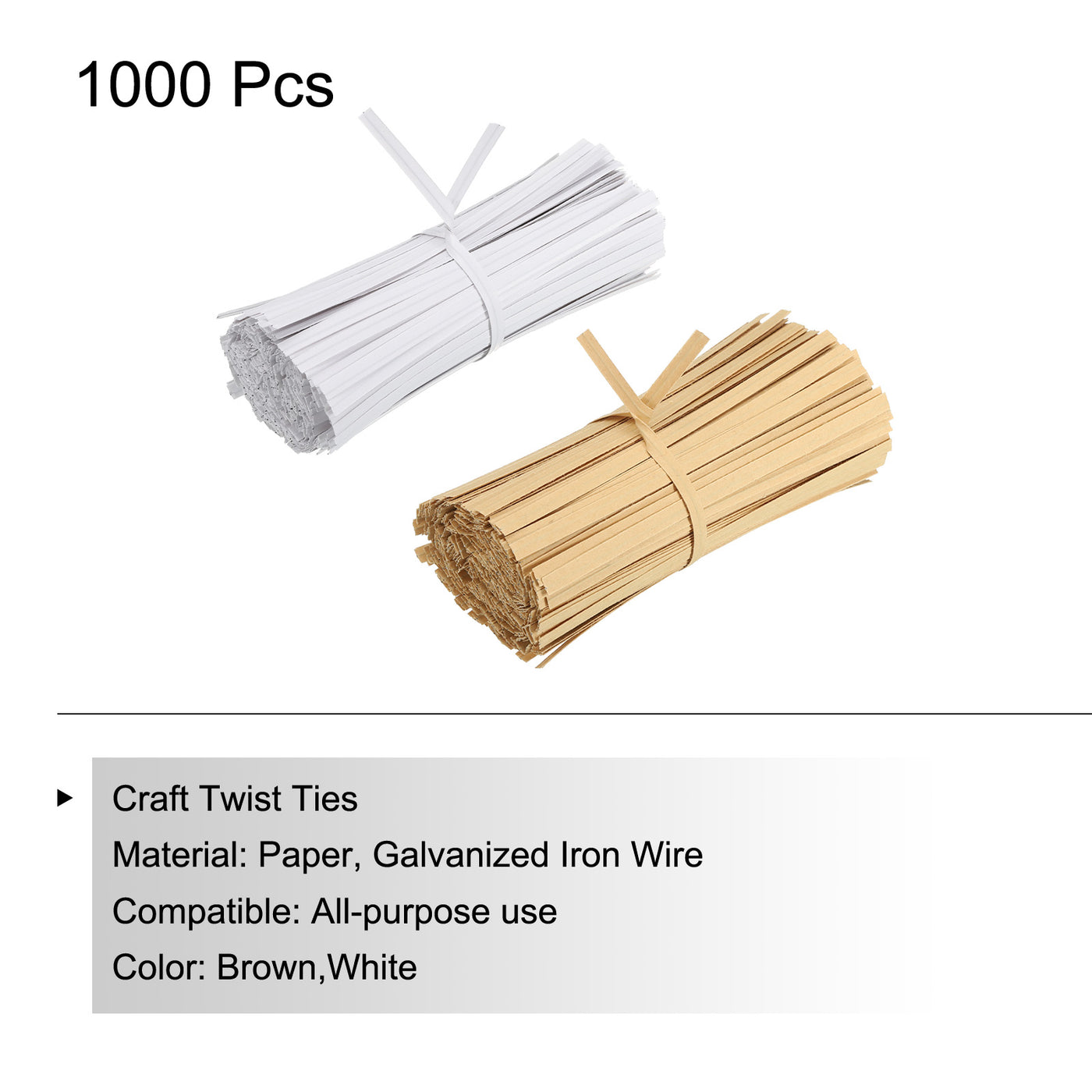 Harfington Twist Ties 4.7" Paper Closure Tie for Party Bags, Candy, Brown White Each 500pcs